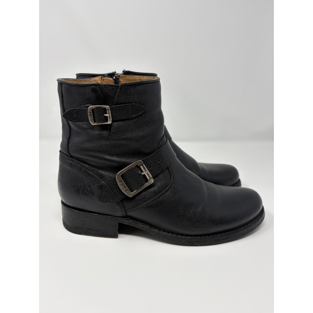 Frye Vicky Engineer Boots Size 9 B Women's Biker Black Leather Buckle